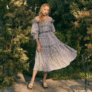 Olivia Midi Dress - Ivory/Amaranth Floral